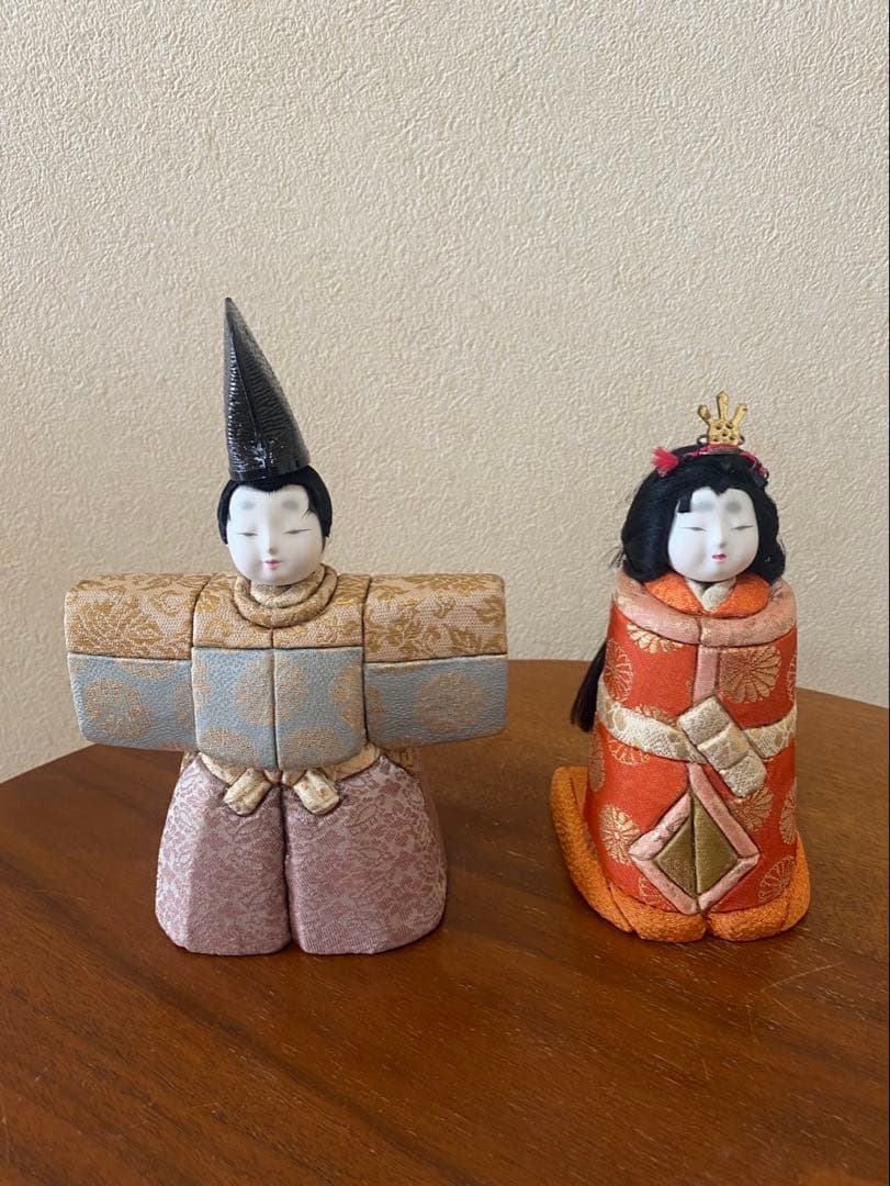 真多呂作　古今人形　立雛　木目込　(木箱、ガラスケース有)