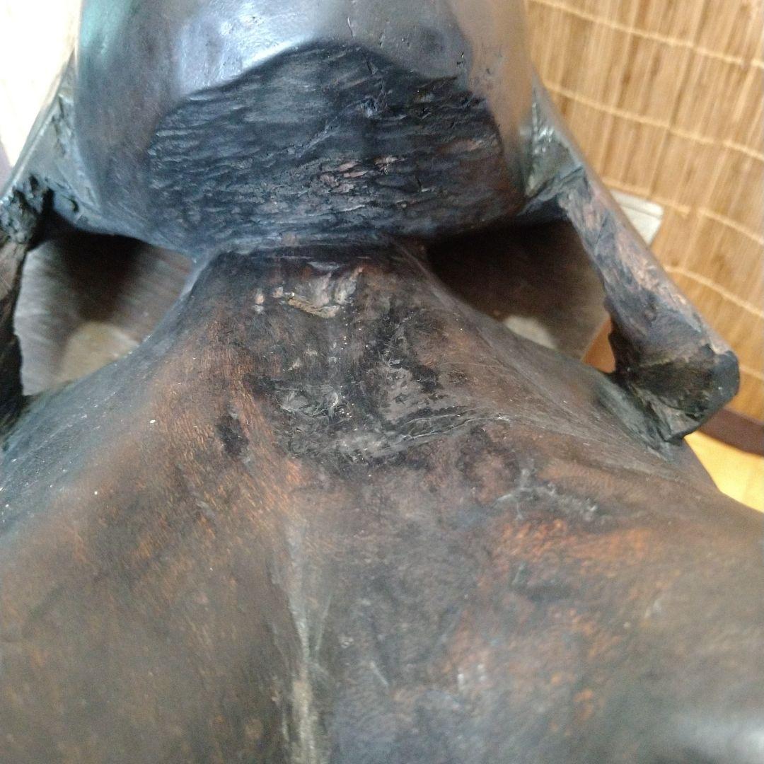 アフリカ  女性像  黒檀木彫り  時代物
