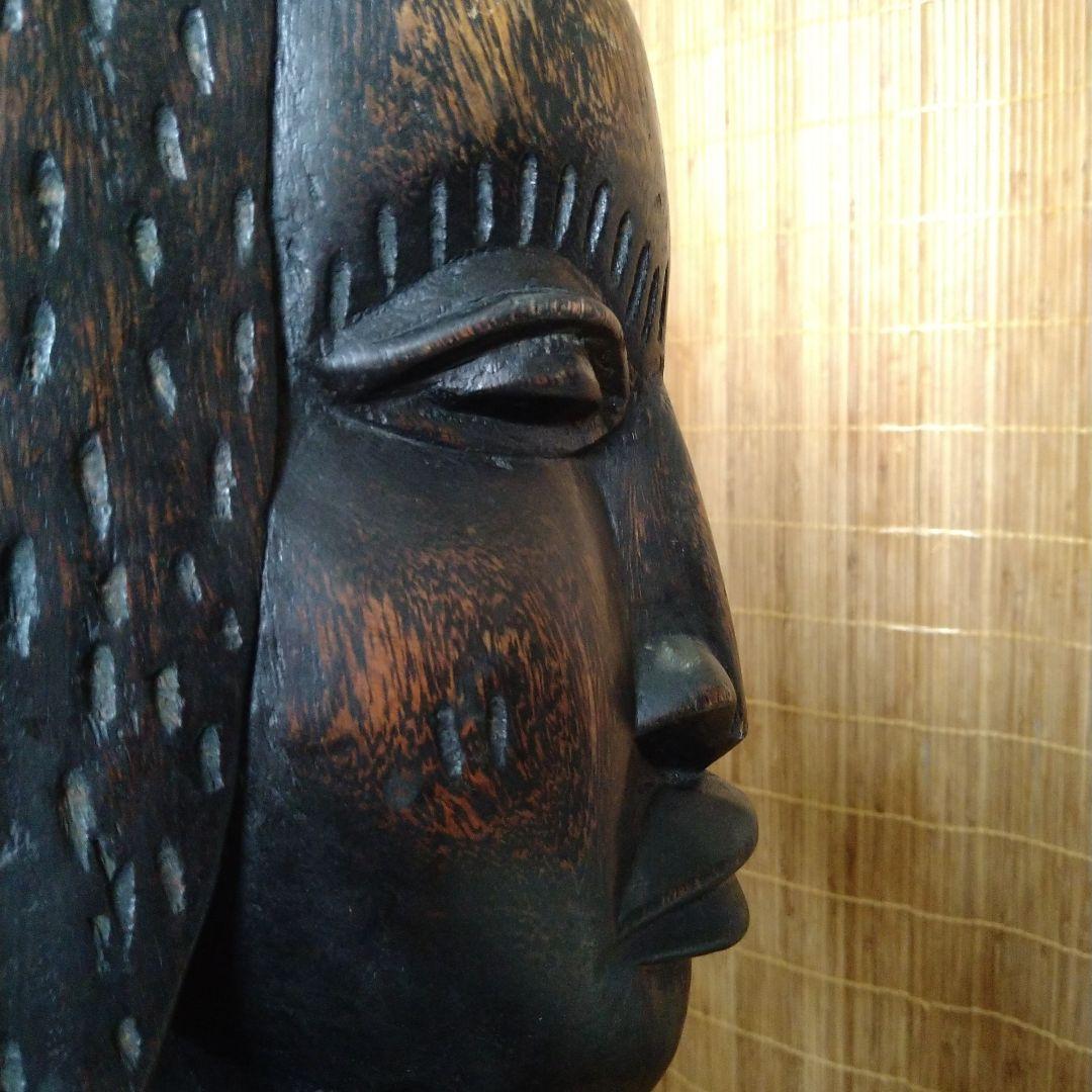 アフリカ  女性像  黒檀木彫り  時代物