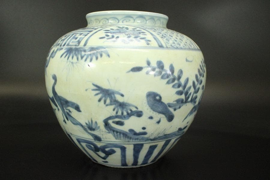 中国美術 青華 染付 祥瑞 丸壷(P125)