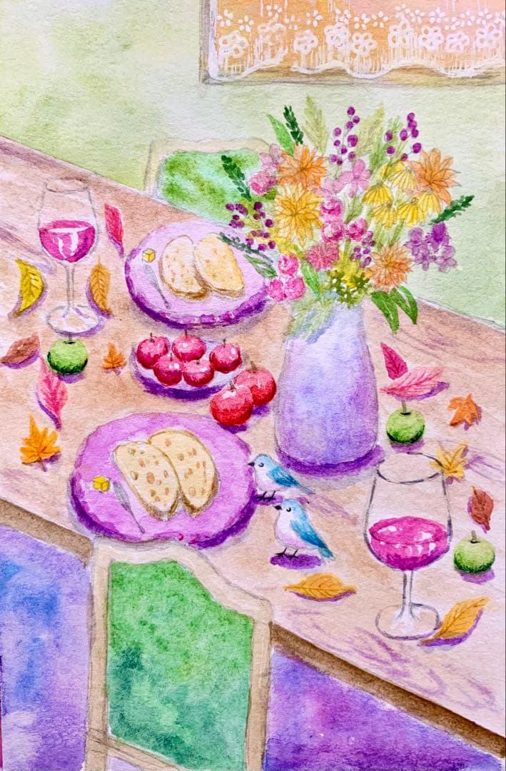 みみ水彩画6枚＋レプリカ10枚セット - 自然と鳥のテーマ