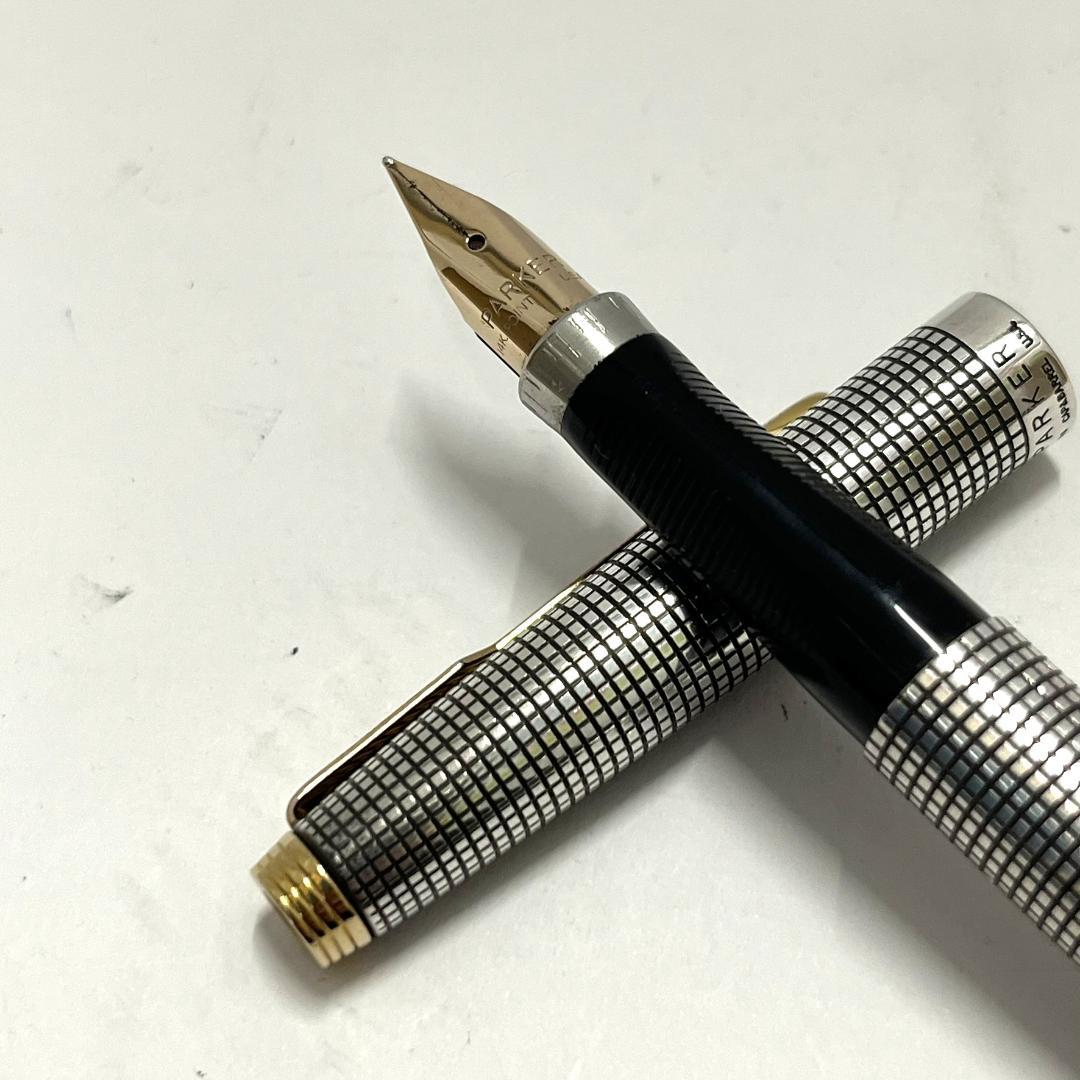 PARKERパーカー 万年筆 シルバー CAP＆BARREL U.S.A 14K