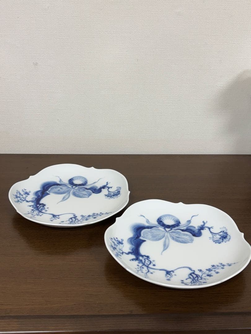 マイセンMEISSEN ★ブルーオーキッドケーキプレート 皿 2枚セット 美品