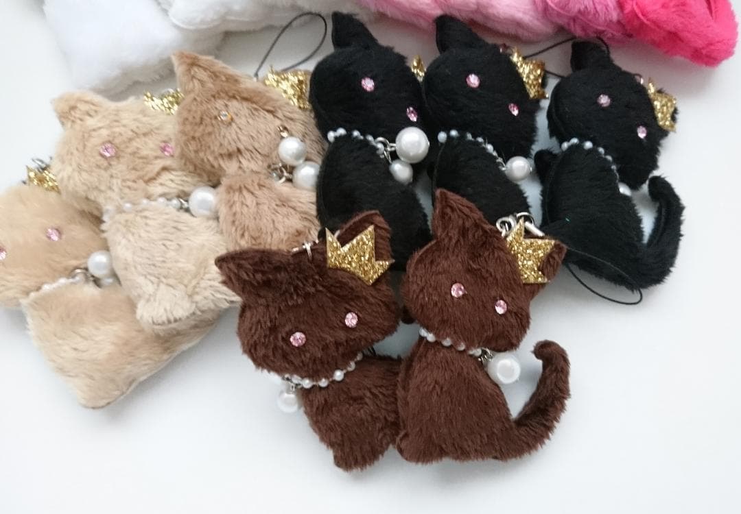15点セット♡ふわふわジュエルキャットストラップ♡猫・ネコ
