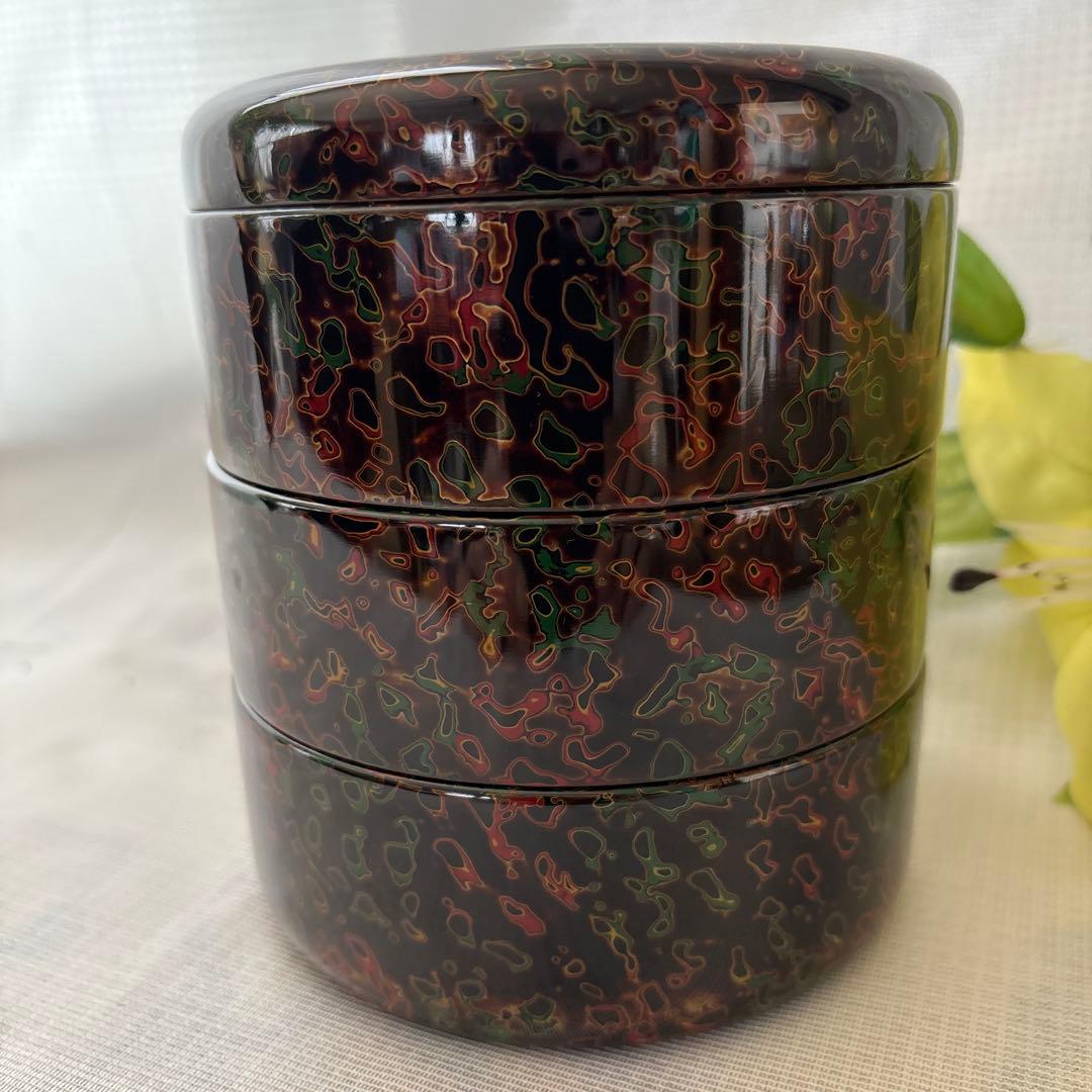 【未使用品】　呂　丸三段重箱　弁当箱㊸