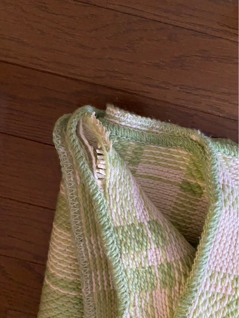 チェック柄.敷物.マット 昭和レトロ! 希少! 綿麻!