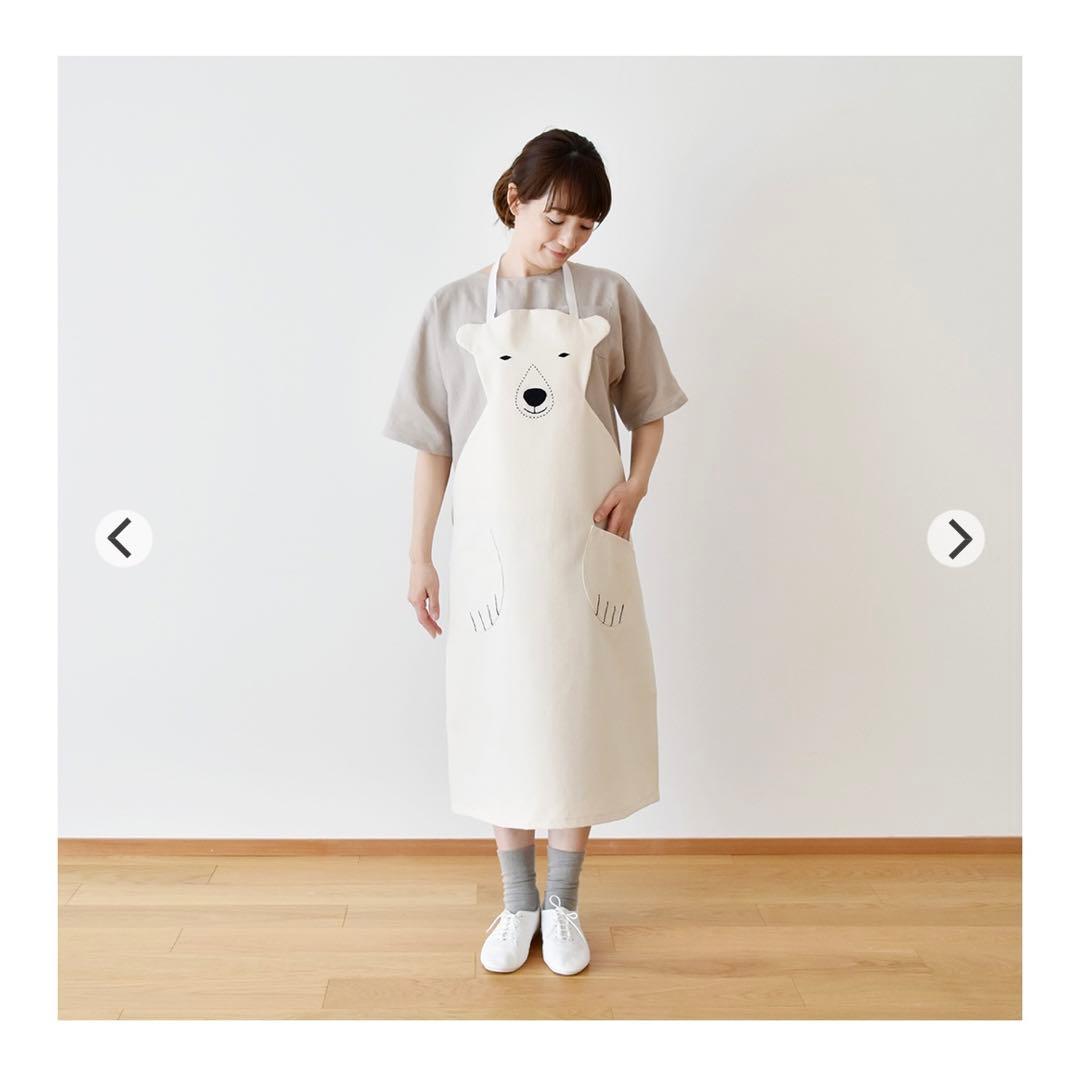 CHECK&STRIPE 白くまエプロンのキット 大人用&キッズのセット