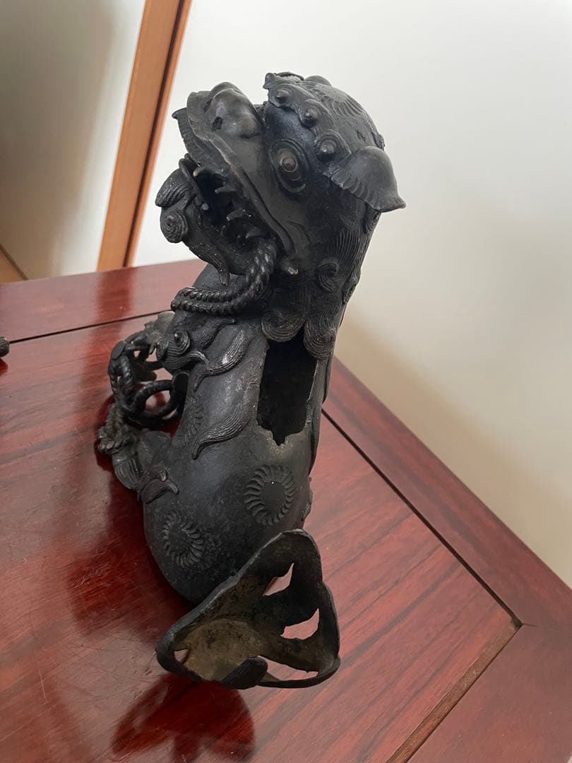 唐物 古銅 獅子 香炉 置物 時代物 骨董 唐獅子 狛犬 香道具