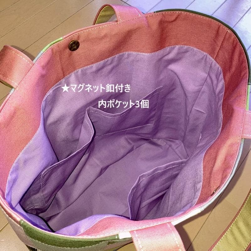 新作！トートバッグ☆ランダムパッチワーク☆帆布