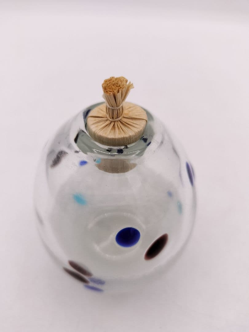 c587 振り出し 琉球ガラス 義山 水玉 カラー 紙箱 茶道具 古物