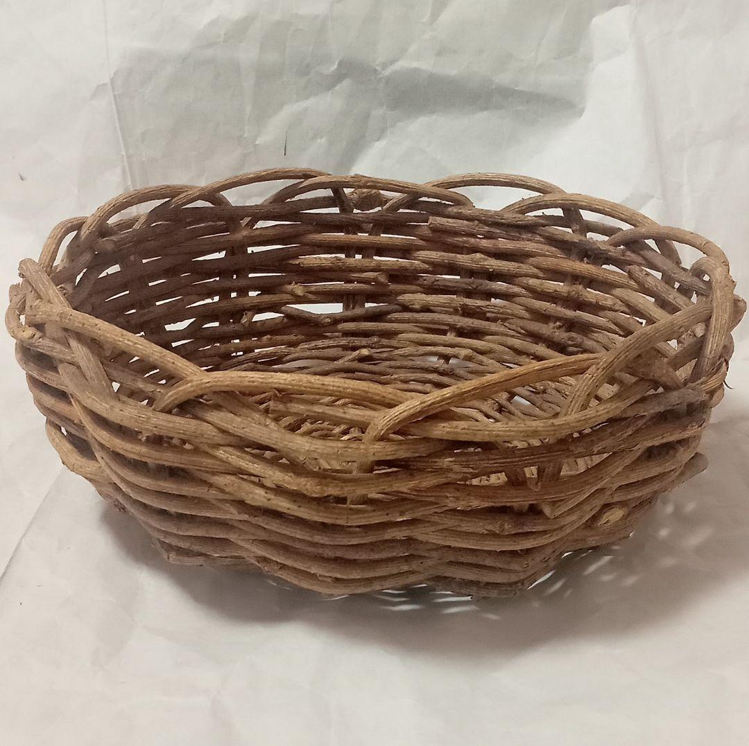 【極希少】天然あけび蔓 かご 丸籠 24cm 手編み 一点物 伝統工芸 飾り籠
