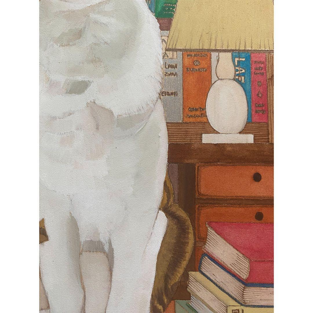 《送料無料》原画「書斎の猫2」猫イラスト
