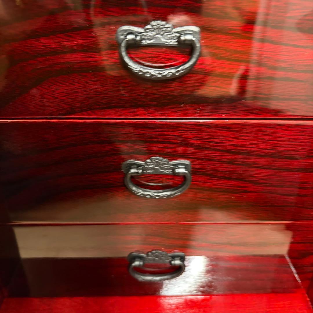 【渡辺家具店】仙台箪笥 鳥 小箪笥 引き出し 欅 木地呂漆塗 鉄金具 鍵付き