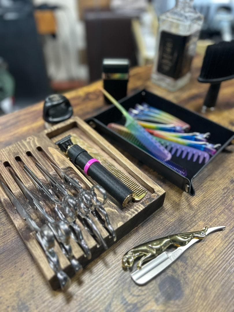 BARBER　barbershop　シザーケース　シザースタンド