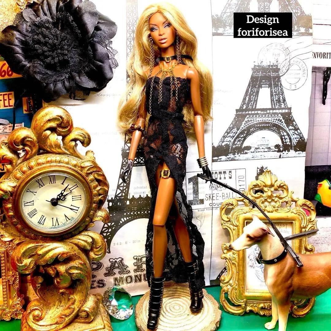 BLACK luxury long dress ★accessories★