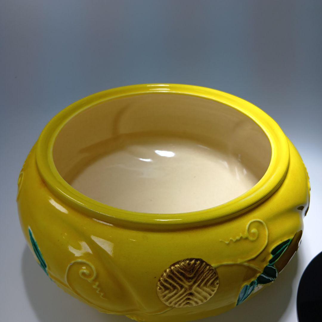 茶道具　加賀瑞山造　黄釉水指　共箱