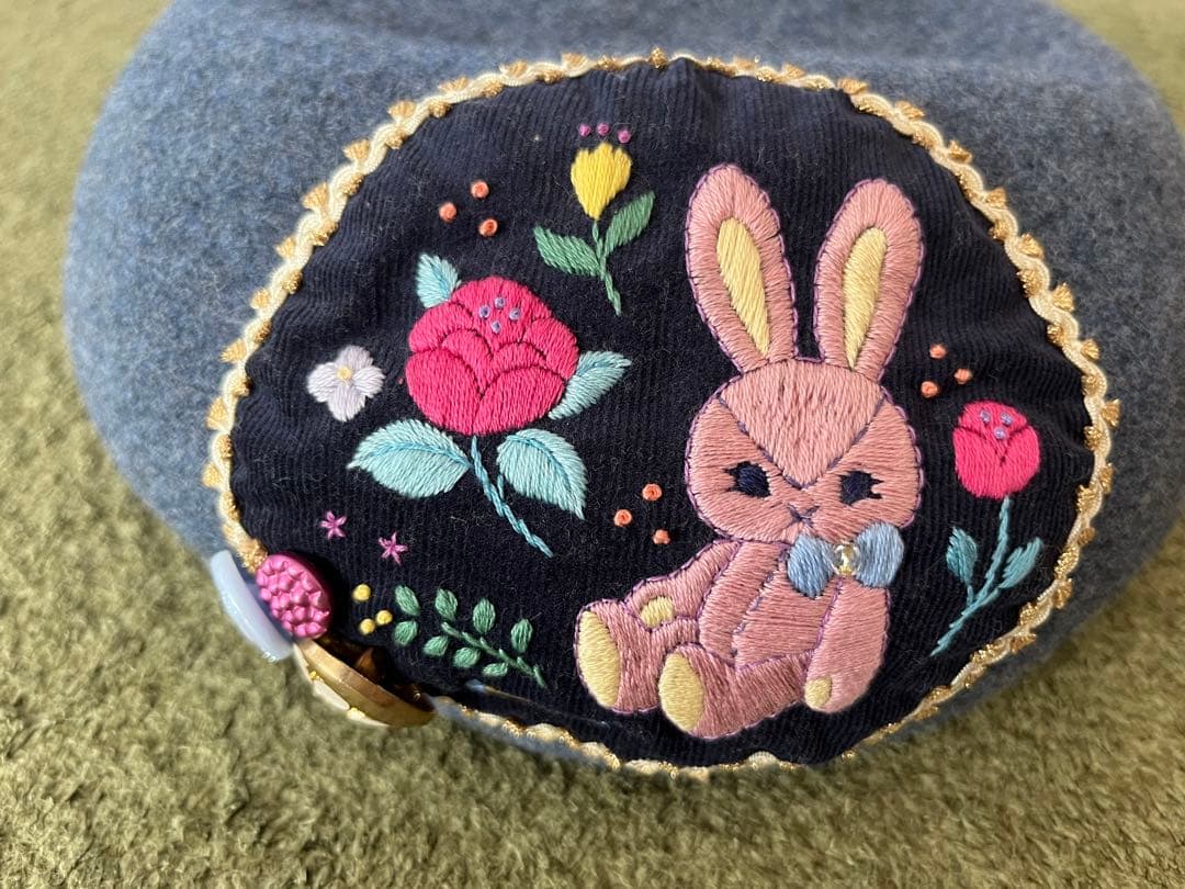 ハンドメイド　作家様　ベレー帽　うさぎ　花　スピカピカ