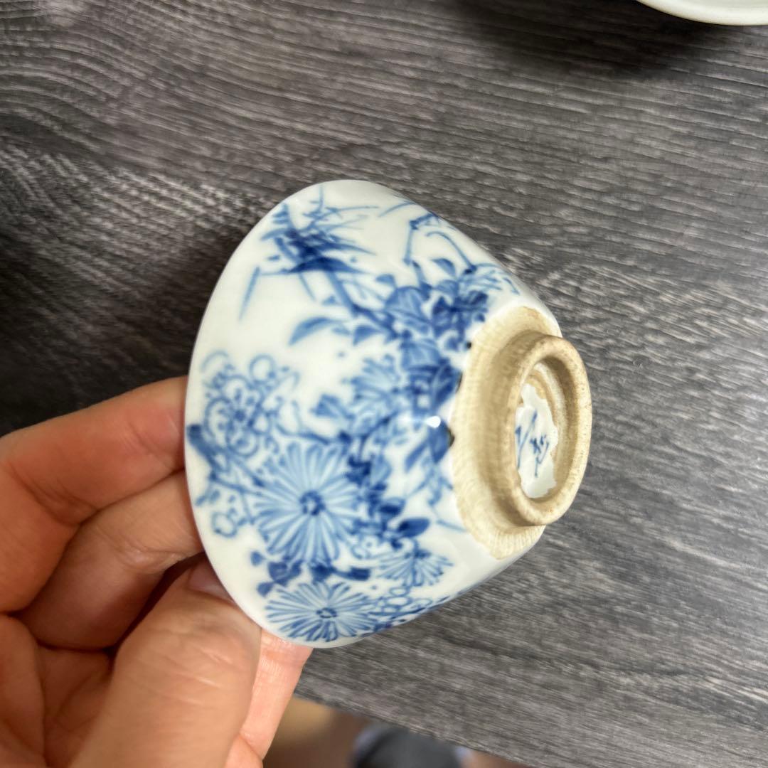 古い染付 煎茶碗 五客揃い 茶碗