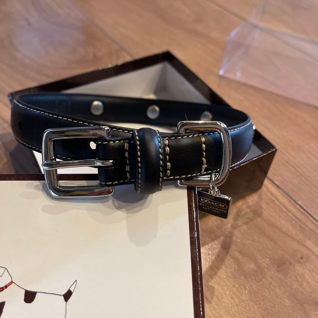最終値下げします！COACH ブラック レザー 首輪　　小型犬用