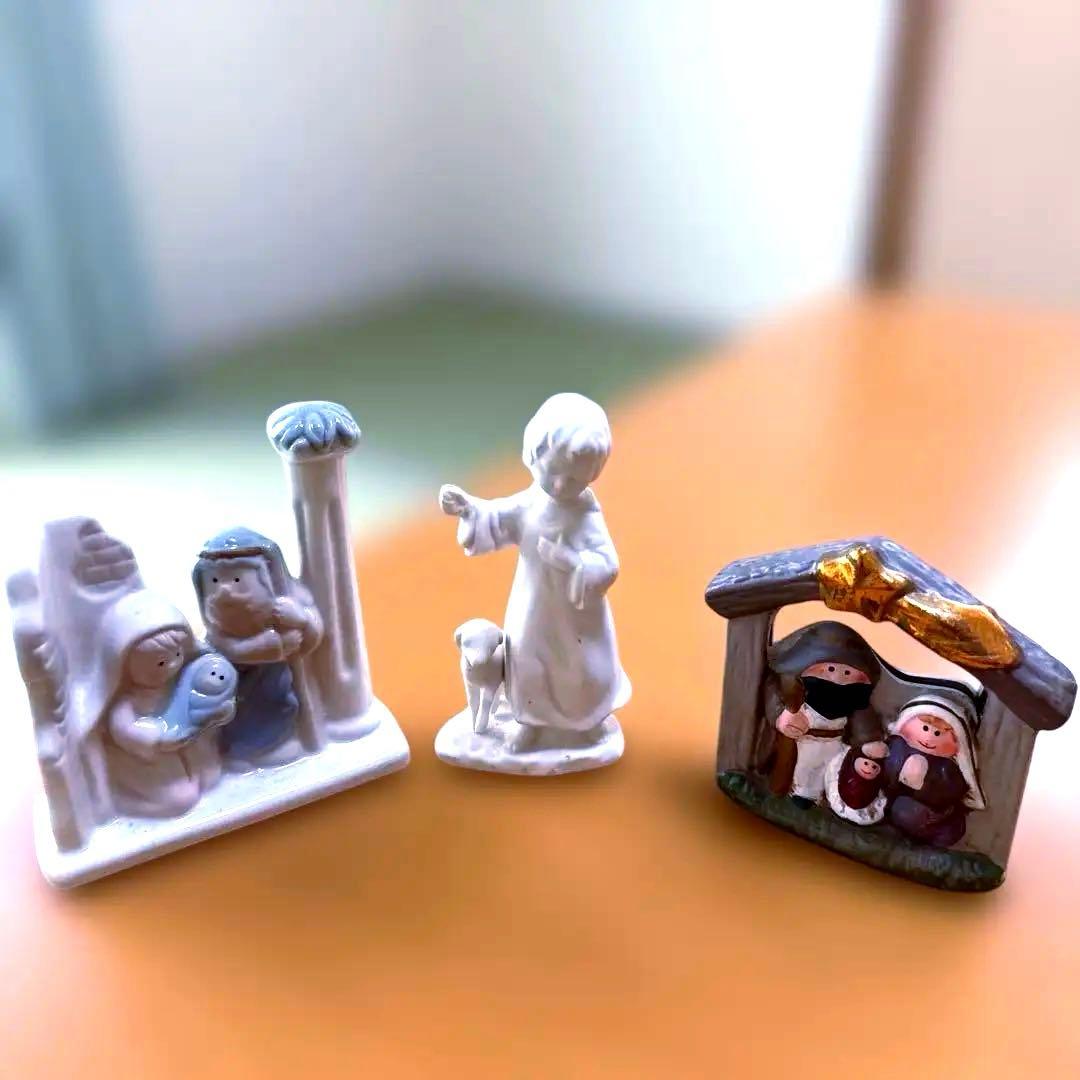 クリスマス 陶器 置物 3点セット