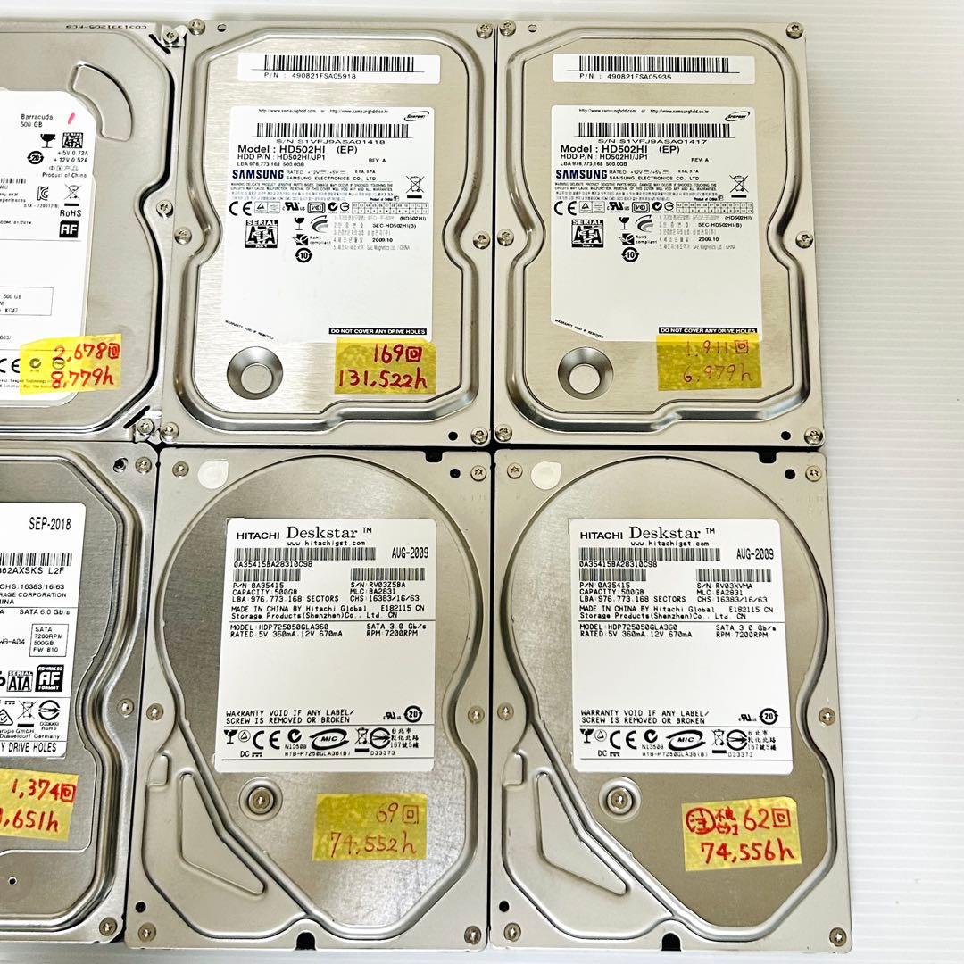 各社製3.5インチ HDD 500GB 6台まとめ