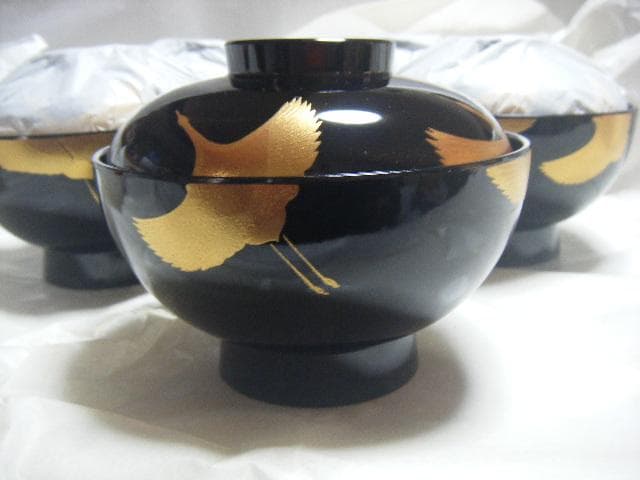 特選漆器 竹峯 御吸椀揃 （お椀5個入り）・画像で判断下さい
