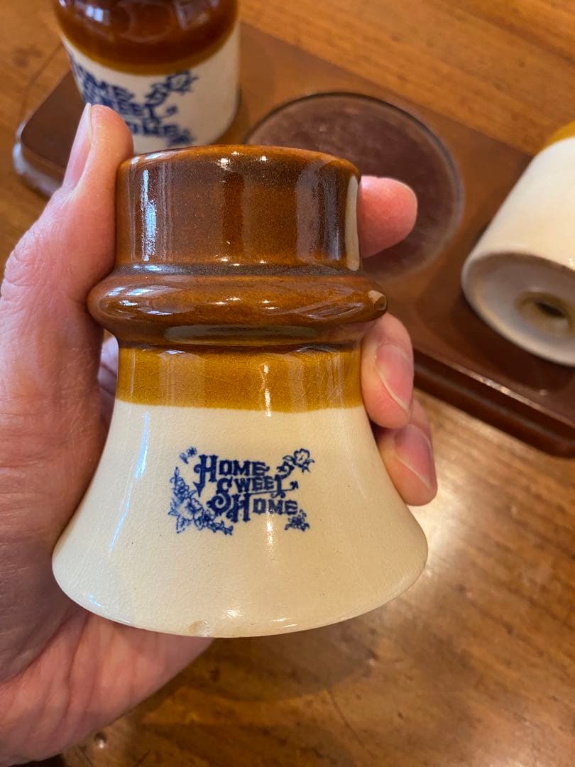 イギリス　ビンテージ　陶器コンディメント　キャンドルスタンド　カントリー