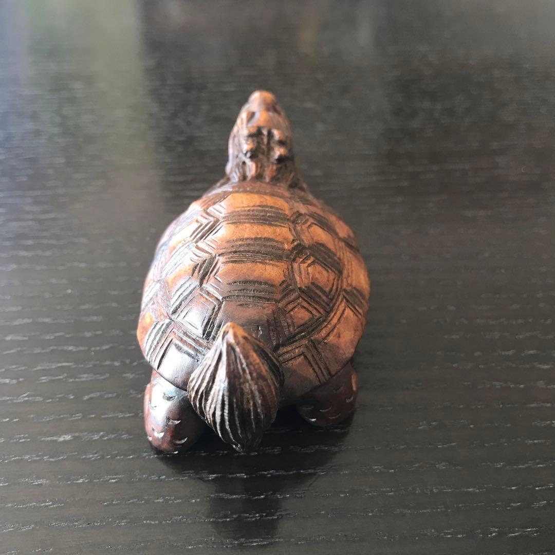 紫檀　龍亀　手彫