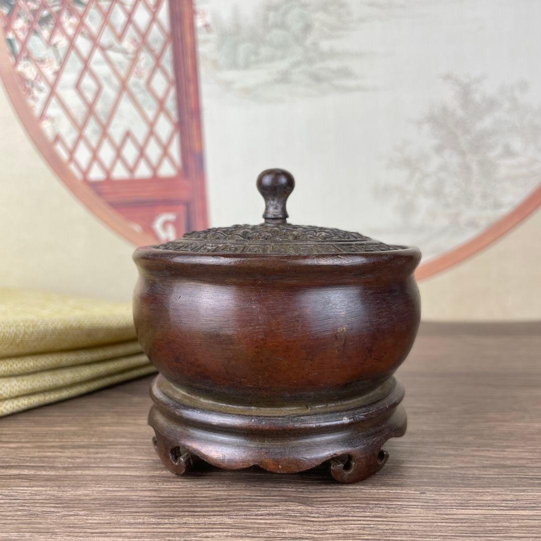 銅器 連体台座薫炉 香道具 茶台香炉 装飾品 工芸品 美術品 置物