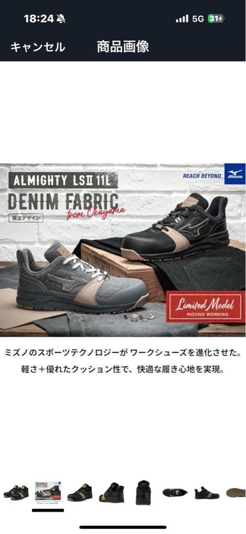Mizuno オールマイティ　安全靴 グレー/ベージュ 新品タグ付き