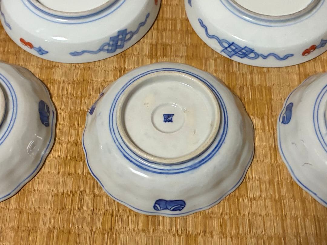古伊万里 伊万里 色絵 金彩 膾皿 丸皿 五枚 まとめて 時代物