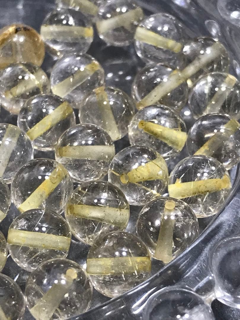 《SHOP》8mm玉【ルチルクォーツ/金針水晶】1mm穴パーツ20個