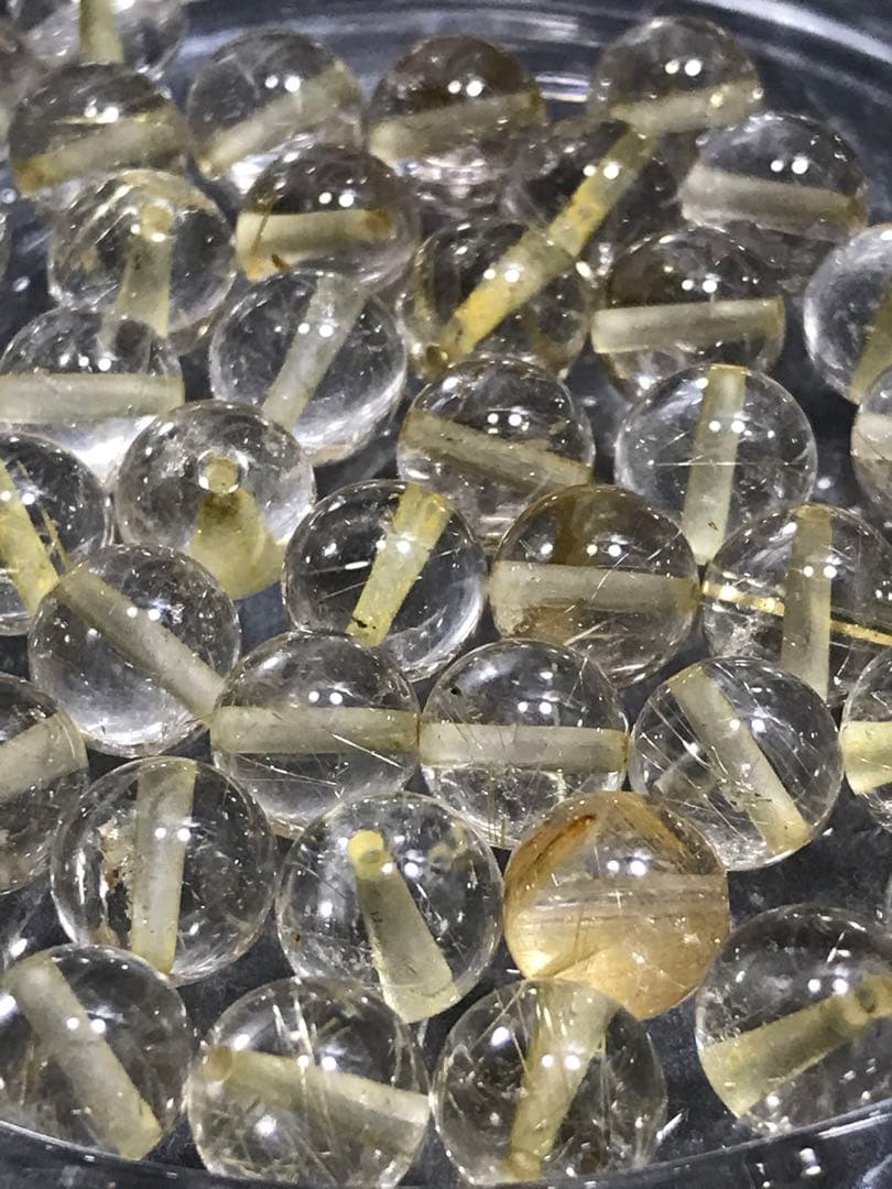 《SHOP》8mm玉【ルチルクォーツ/金針水晶】1mm穴パーツ20個