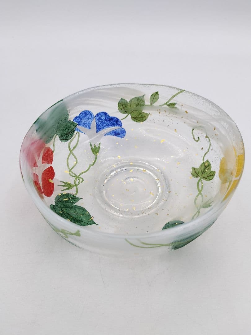 a764 【新品・未使用】ガラス馬盥茶碗 朝顔 加藤永山 紙箱 茶道具
