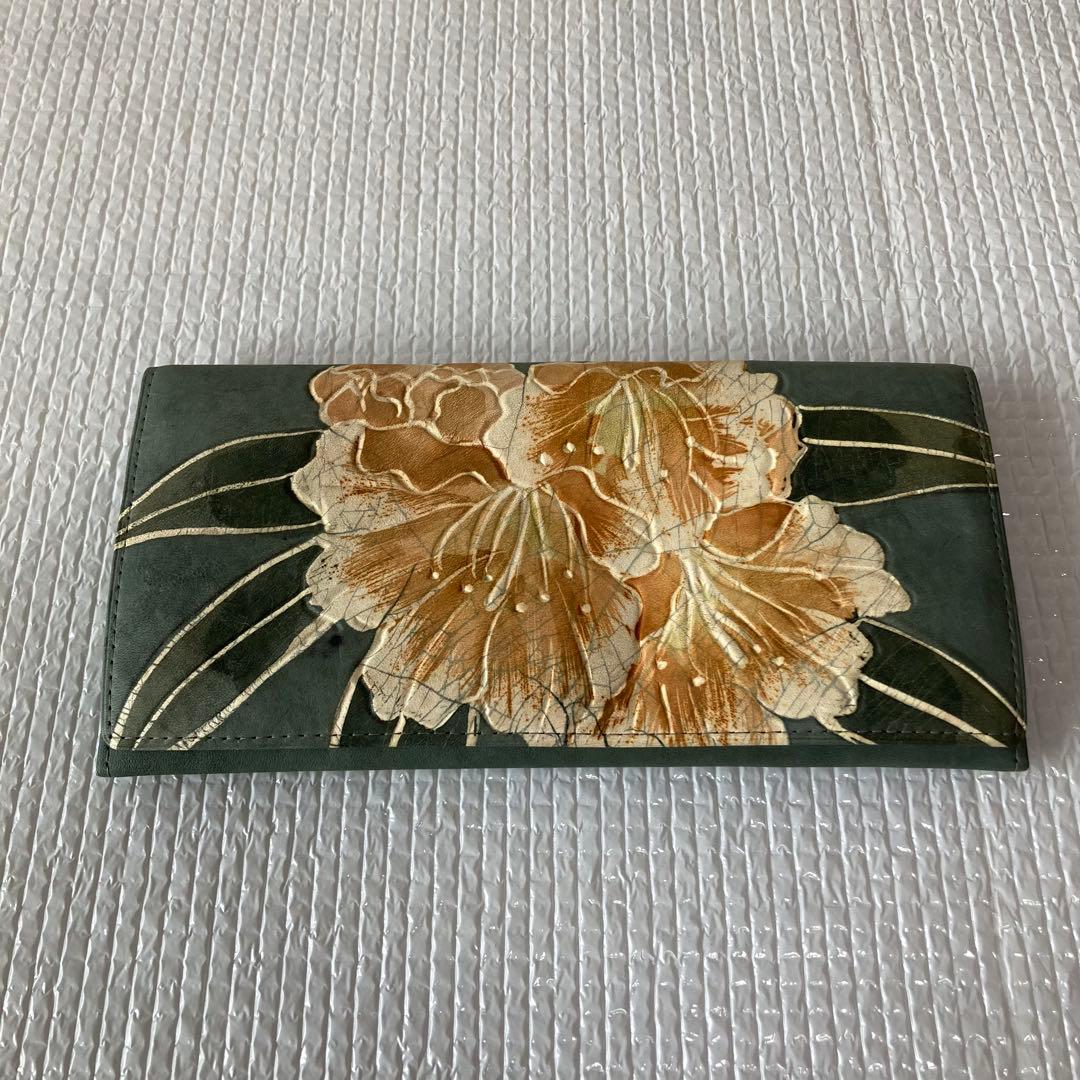 TS71 AJIOKA D'ARGENT 本革 札入れ 特殊 加工 長財布 花柄