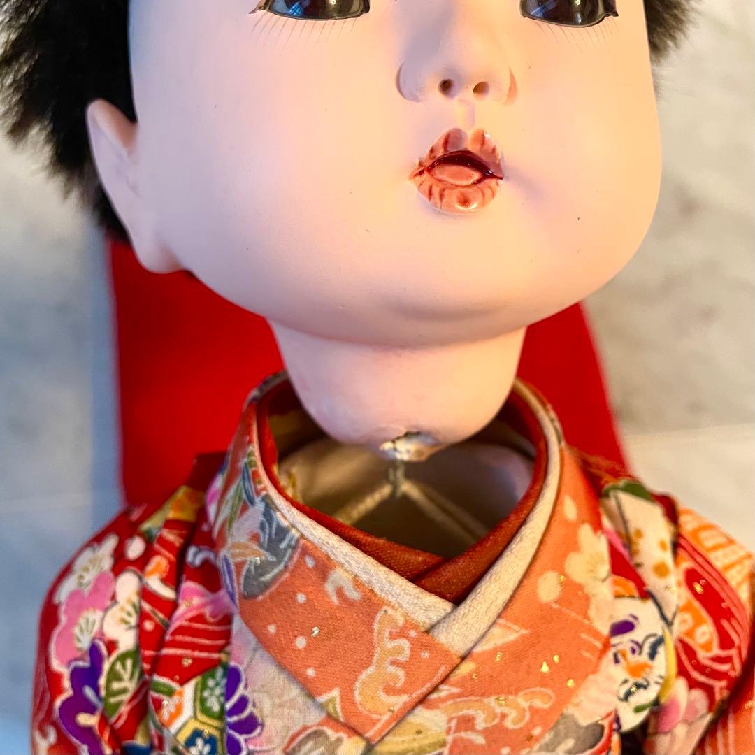 市松人形 自由人形 可愛い幼女　座布団付き　昭和レトロ　36センチ