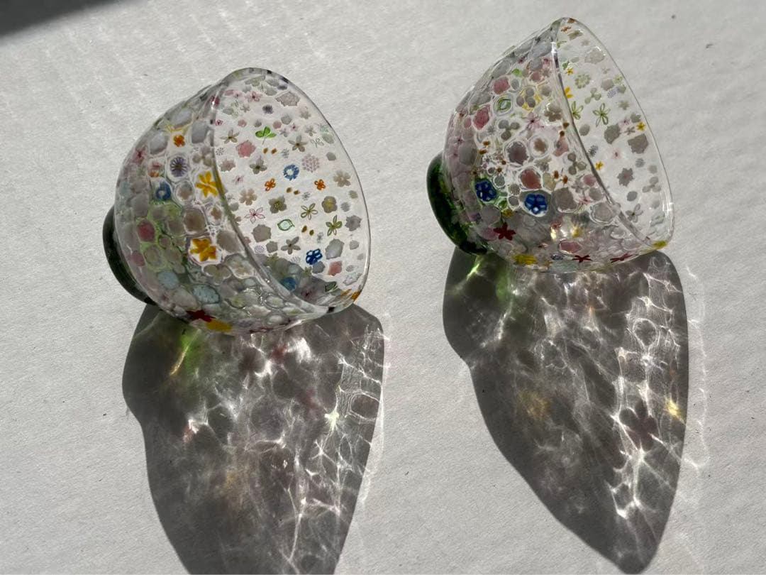 江波冨士子さん 花の庭 グラス 2個セット新品