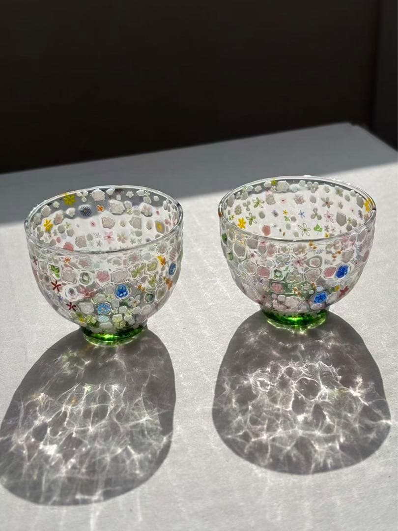 江波冨士子さん 花の庭 グラス 2個セット新品