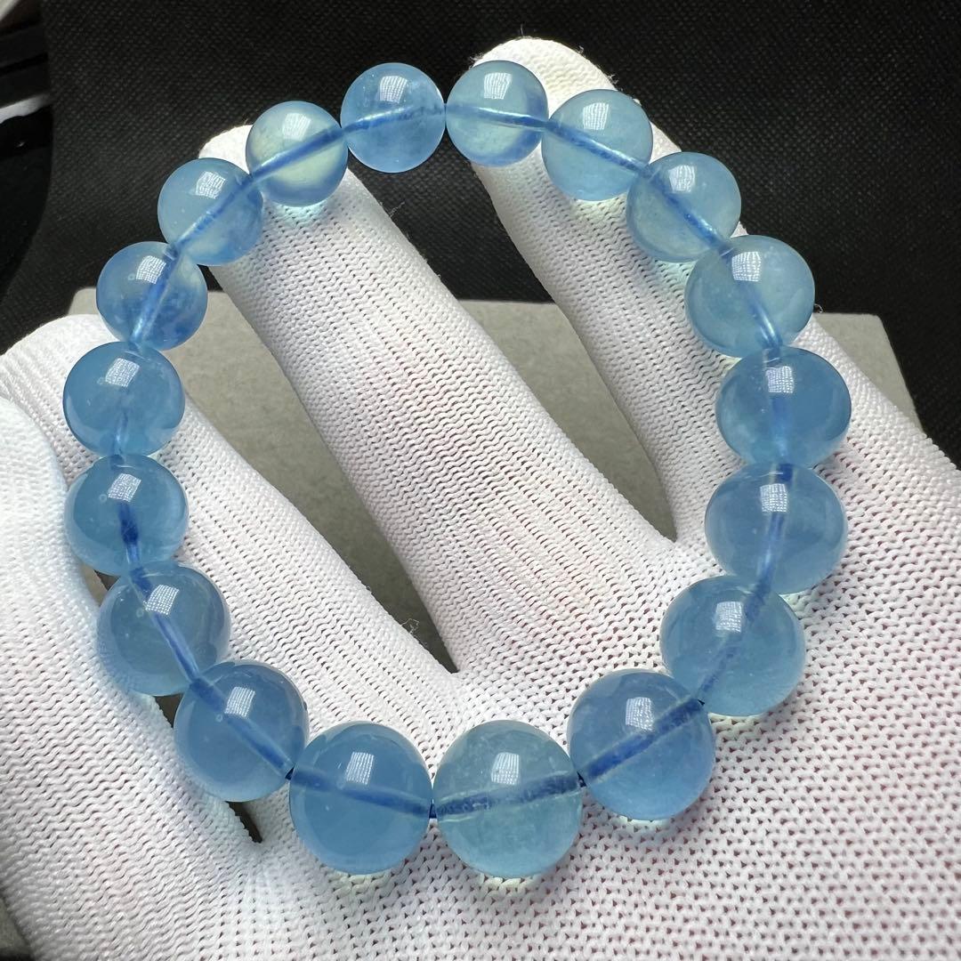 【73273】 ハイグレード アクアマリン 11.8mm ブレスレット 天然石