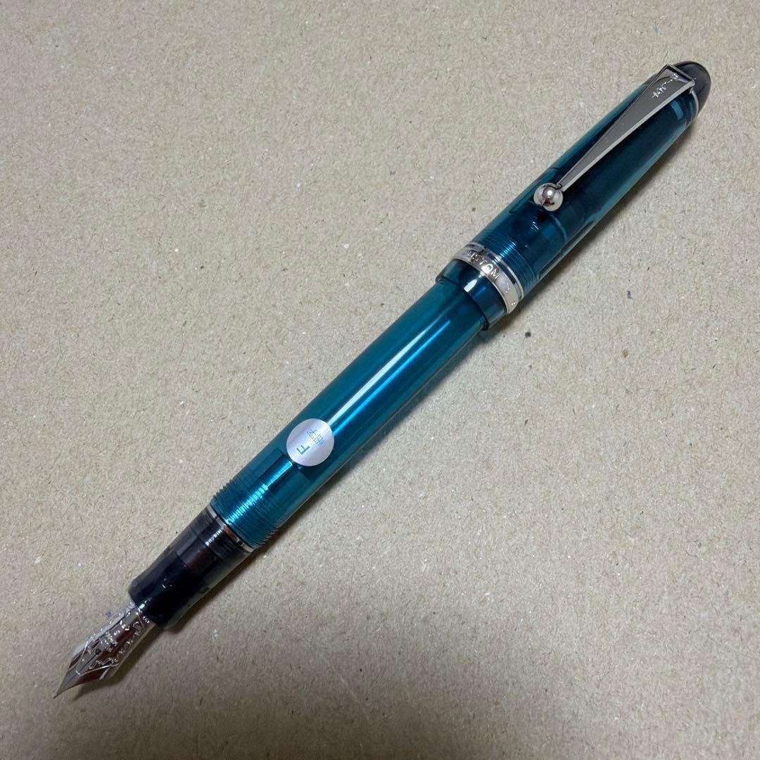 新品 廃盤 PILOT カスタム74 万年筆 クリア ターコイズグリーン F