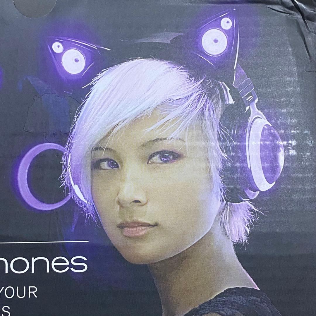 AXENT WEAR＊ネコ耳型スピーカー付きヘッドフォン＊LED付き高機能