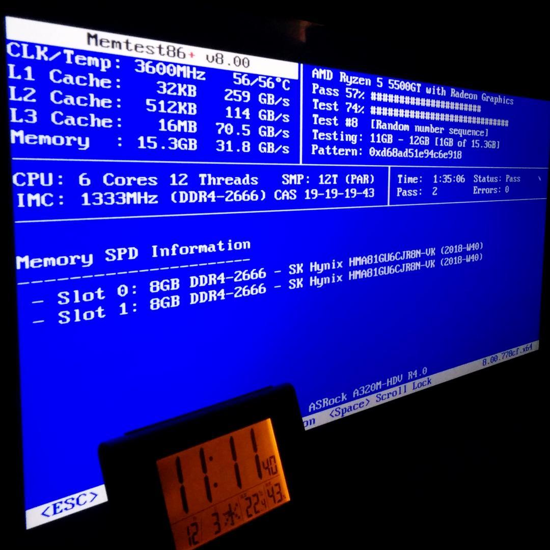 8GB 2枚=16GB　PC4-2666Vメモリー　DDR4　SK hynix
