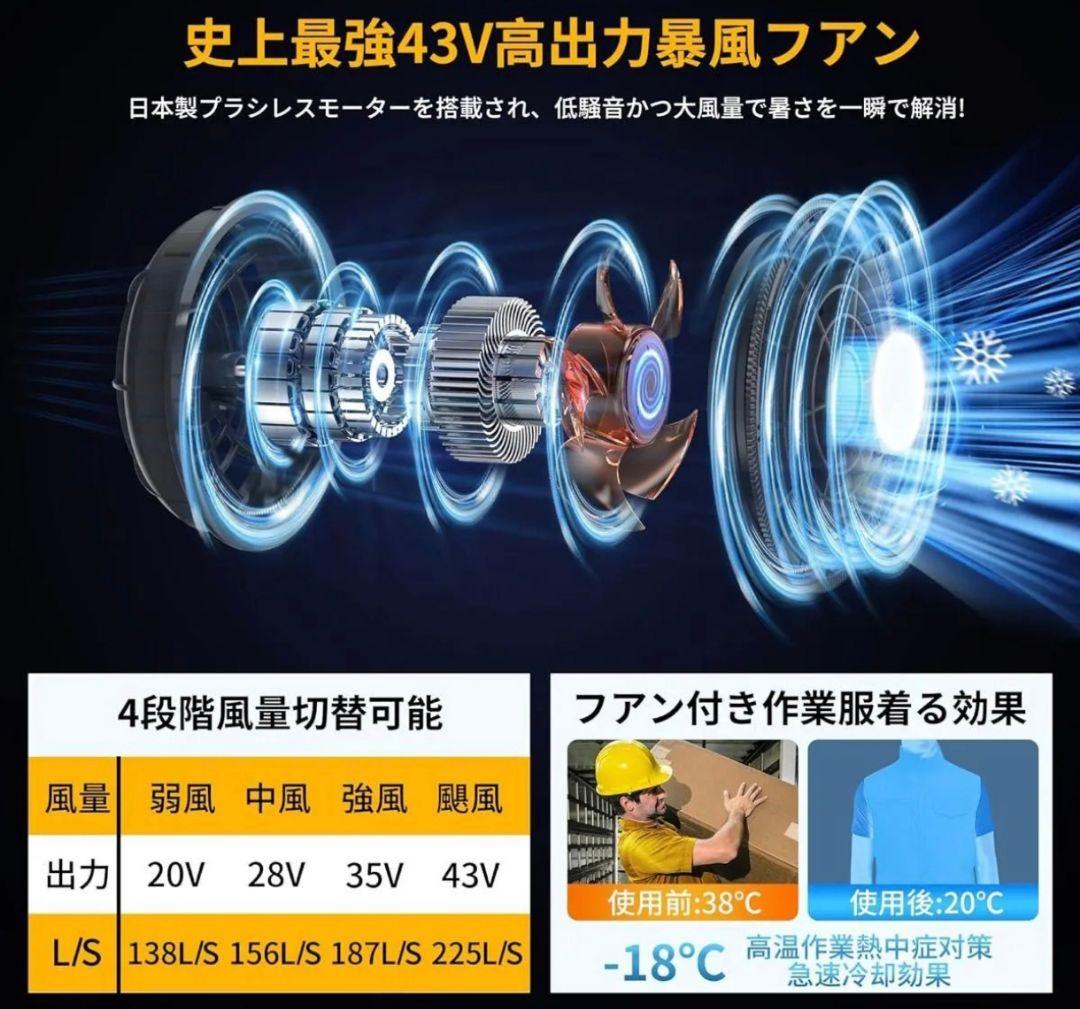【2025業界最強43V/30000mAh】空調服 ファンバッテリーセット