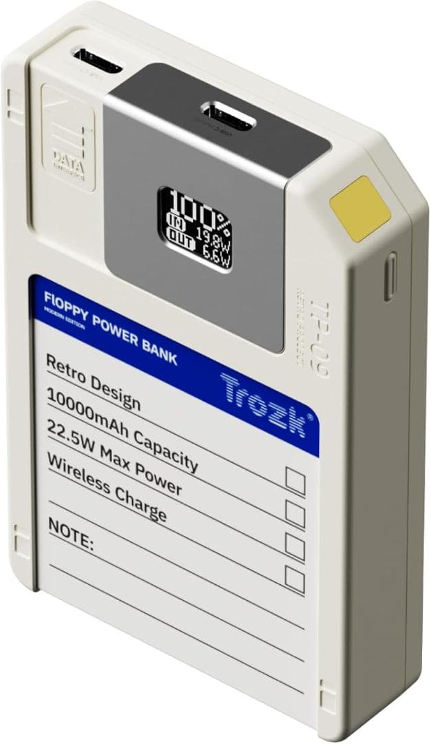 モバイルバッテリー レトロ フロッピー型 10000mAh 64GBストレージ