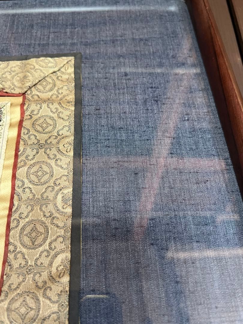 中国刺繍　五彩籽繍　中国時代物　古刺繍　古布額　骨董