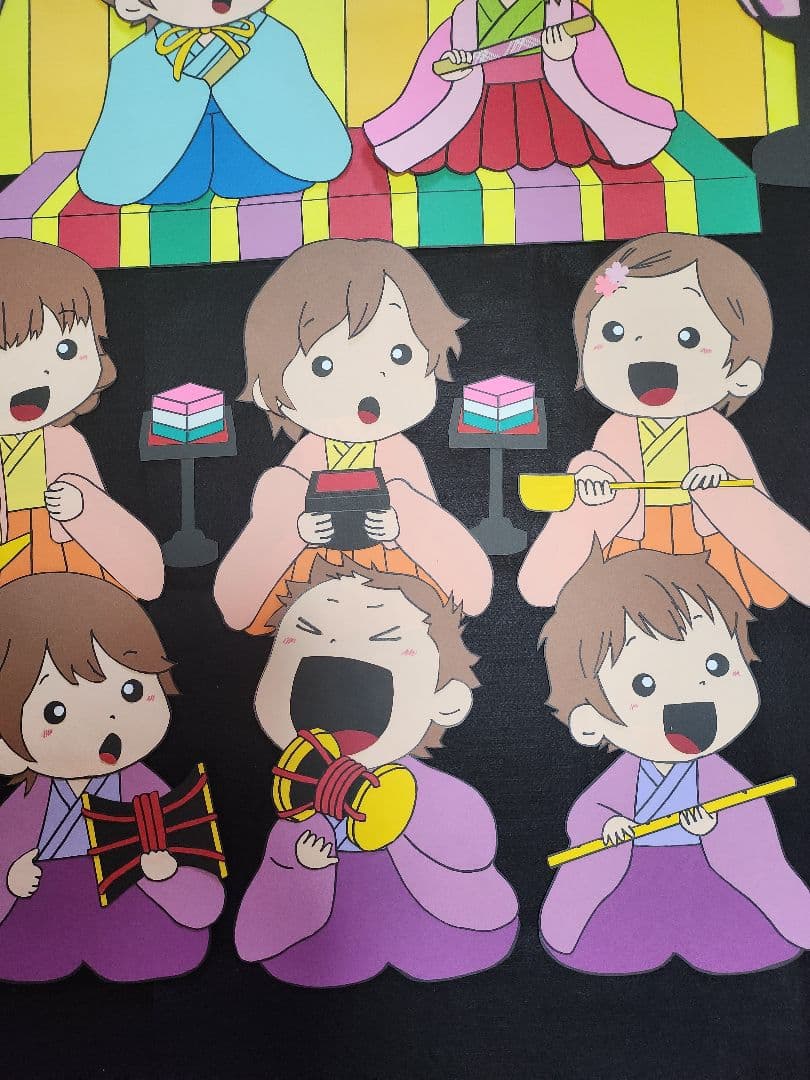 壁面飾り 「楽しいひなまつり」★特大サイズ ★大きく飾れます【再販不可現品限り】