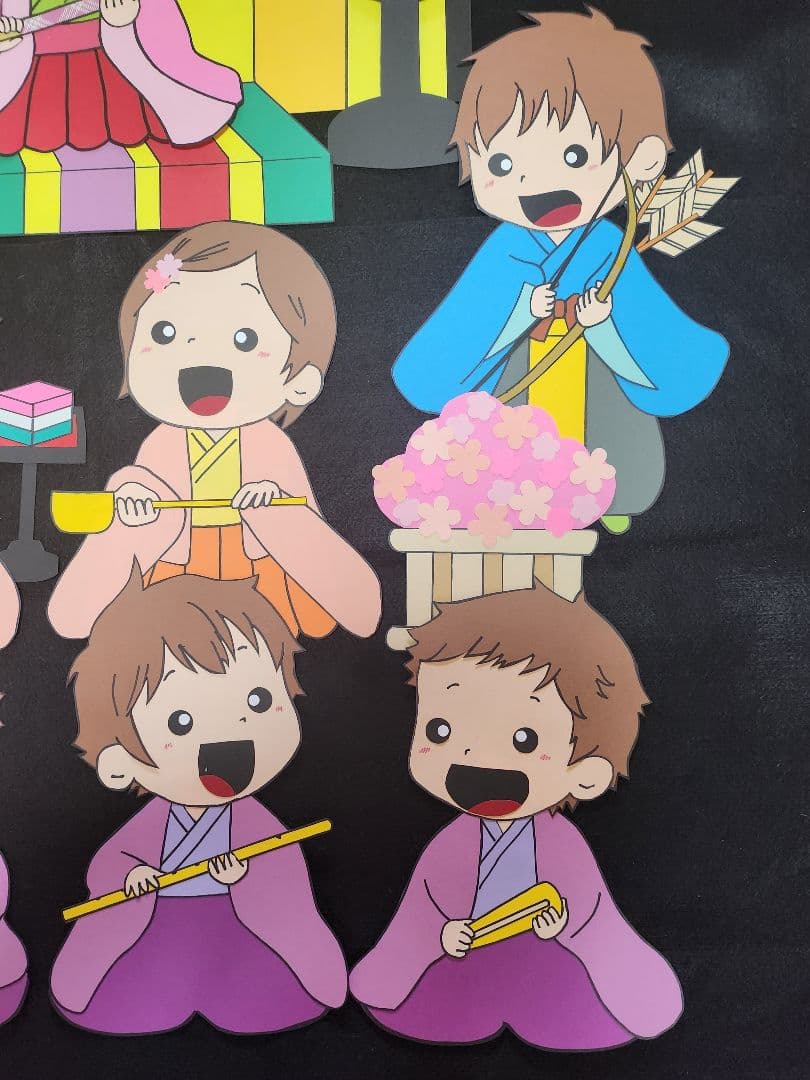 壁面飾り 「楽しいひなまつり」★特大サイズ ★大きく飾れます【再販不可現品限り】