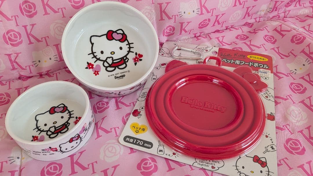 サンリオ　キティ　ペット用品　フードボウル　吸水　陶器　レアグッズ　ご飯　携帯用