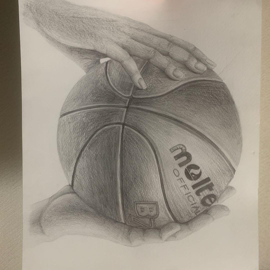 絵画　デッサン　「バスケットボール」