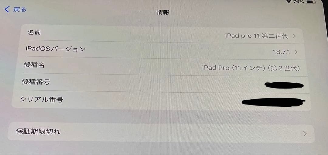 iPad Pro 11インチ（第二世代）128G Wi-Fiモデル